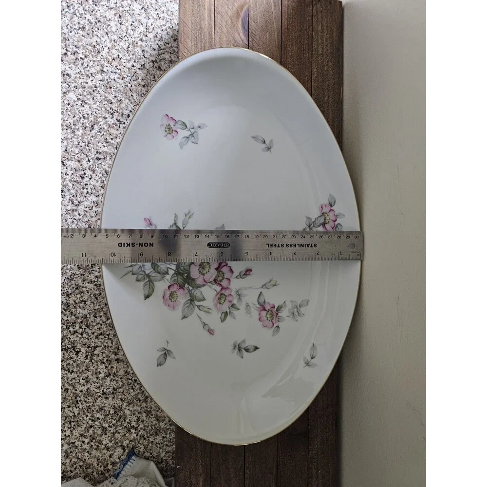 Harvan Fine China Oval Serving Platter Pattern Prim Rose 16 Inches